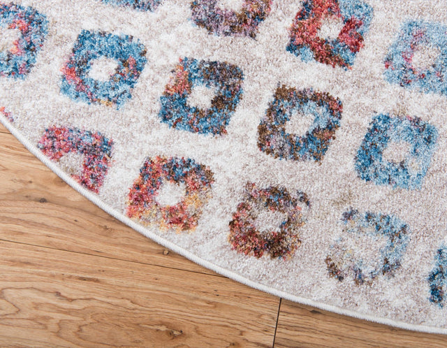 Multicolor 3' 3 x 3' 3 Rainbow Round Area Rug Colorful Modern Unique Carpet for Living Rooms, Dining, Bedrooms, Office, Dorms for Sale at Rug Engine