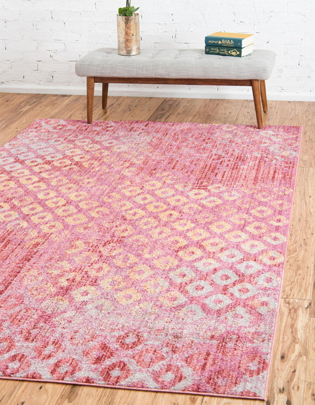 Pink 2' 2 x 3' 1 Rainbow Rectangle Area Rug Colorful Modern Unique Carpet for Living Rooms, Dining, Bedrooms, Office, Dorms for Sale at Rug Engine