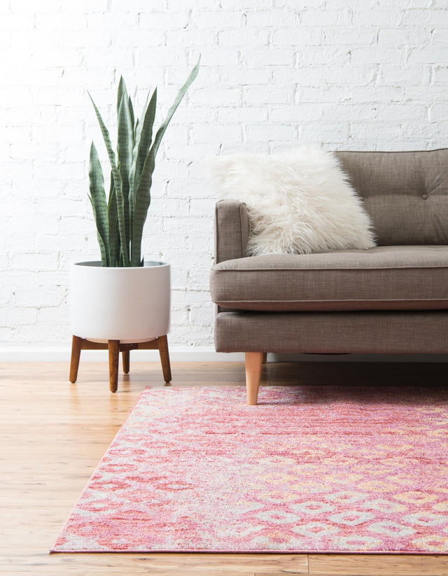 Pink 3' 3 x 5' 3 Rainbow Rectangle Area Rug Colorful Modern Unique Carpet for Living Rooms, Dining, Bedrooms, Office, Dorms for Sale at Rug Engine