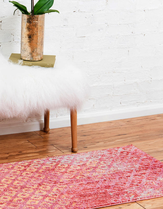 Pink 2' x 6' 1 Rainbow Runner Area Rug Colorful Modern Unique Carpet for Living Rooms, Dining, Bedrooms, Office, Dorms for Sale at Rug Engine