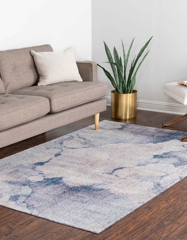 Blue Gray 7' x 10' Rainbow Rectangle Area Rug Colorful Modern Unique Carpet for Living Rooms, Dining, Bedrooms, Office, Dorms for Sale at Rug Engine