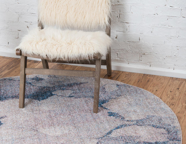 Blue Gray 6' 1 x 6' 1 Rainbow Round Area Rug Colorful Modern Unique Carpet for Living Rooms, Dining, Bedrooms, Office, Dorms for Sale at Rug Engine