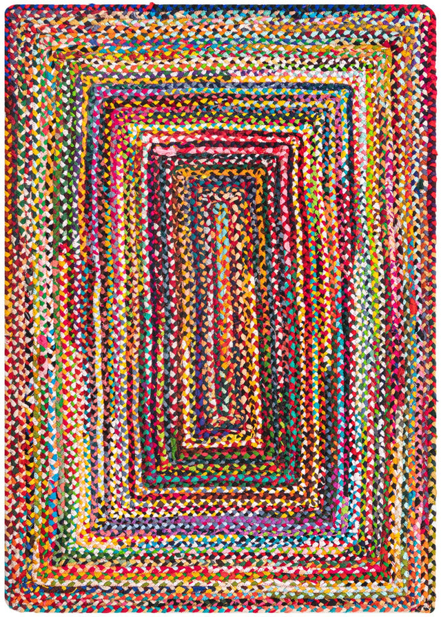 Multicolor 4' 1 x 6' 1 Braided Chindi Rectangle Area Rug 100% Cotton Hand Braided Natural Eco-Friendly Boho Style Modern Carpet for Living Rooms Dining Office Dorm for Sale at Rug Engine
