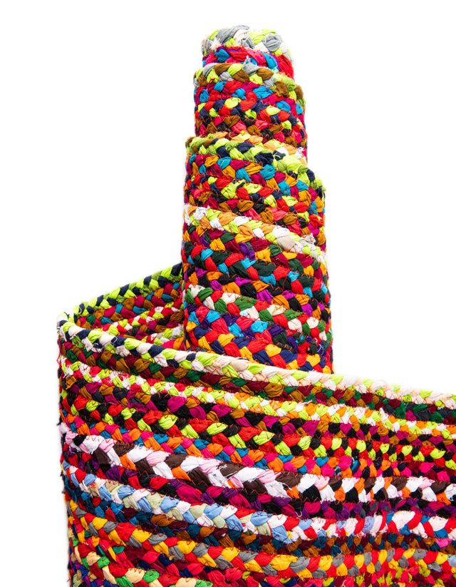 Multicolor 8' x 8' Braided Chindi Square Area Rug 100% Cotton Hand Braided Natural Eco-Friendly Boho Style Modern Carpet for Living Rooms Dining Office Dorm for Sale at Rug Engine