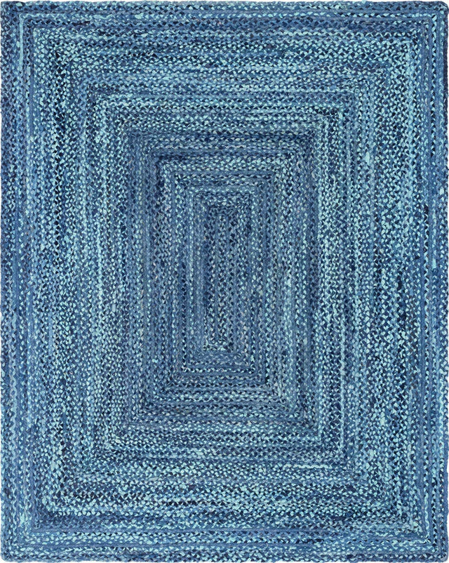 Blue 8' x 10' Braided Chindi Rectangle Area Rug 100% Cotton Hand Braided Natural Eco-Friendly Boho Style Modern Carpet for Living Rooms Dining Office Dorm for Sale at Rug Engine