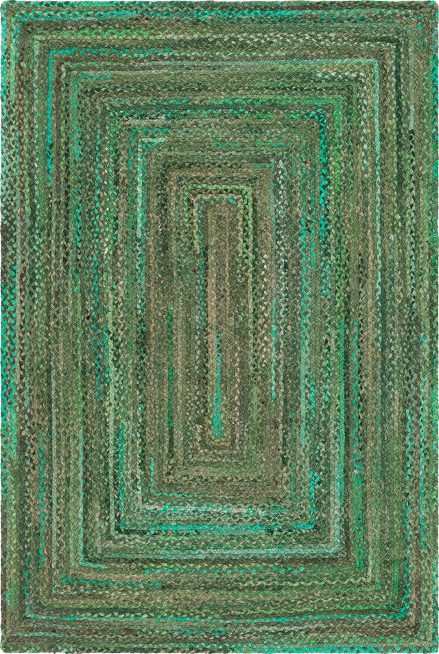 Green 6' 1 x 9' Braided Chindi Rectangle Area Rug 100% Cotton Hand Braided Natural Eco-Friendly Boho Style Modern Carpet for Living Rooms Dining Office Dorm for Sale at Rug Engine