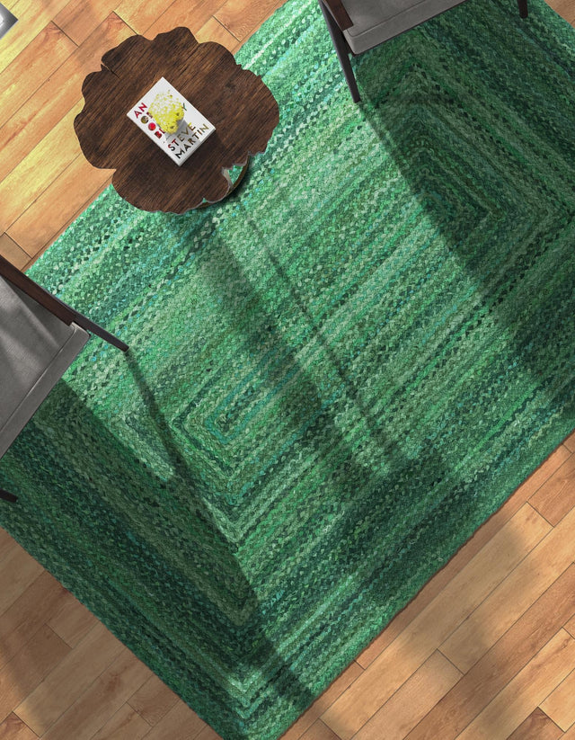Green 9' x 12' Braided Chindi Rectangle Area Rug 100% Cotton Hand Braided Natural Eco-Friendly Boho Style Modern Carpet for Living Rooms Dining Office Dorm for Sale at Rug Engine
