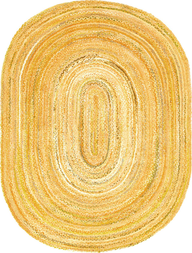 Yellow Orange 8' x 10' Braided Chindi Oval Area Rug 100% Cotton Hand Braided Natural Eco-Friendly Boho Style Modern Carpet for Living Rooms Dining Office Dorm for Sale at Rug Engine