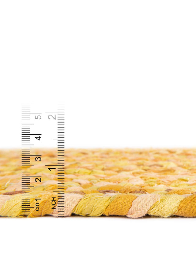 Yellow Orange 8' x 8' Braided Chindi Round Area Rug 100% Cotton Hand Braided Natural Eco-Friendly Boho Style Modern Carpet for Living Rooms Dining Office Dorm for Sale at Rug Engine