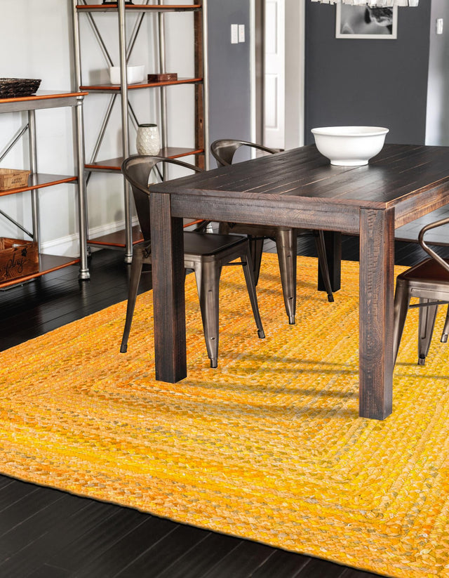 Yellow Orange 9' x 12' 2 Braided Chindi Rectangle Area Rug 100% Cotton Hand Braided Natural Eco-Friendly Boho Style Modern Carpet for Living Rooms Dining Office Dorm for Sale at Rug Engine