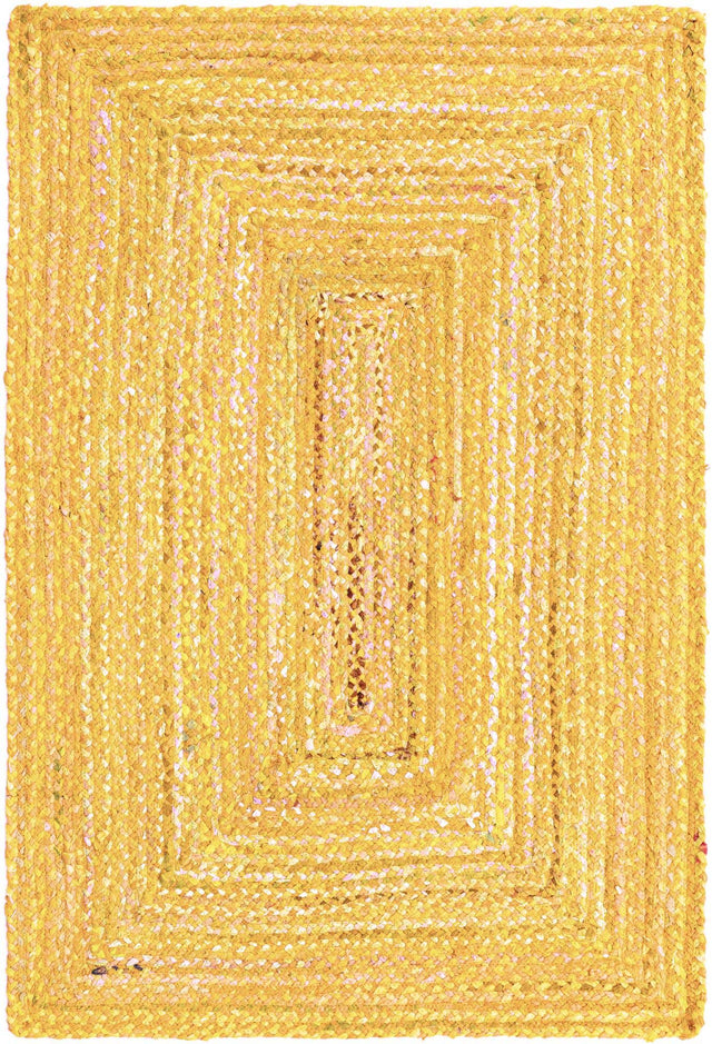 Yellow Orange 4' 1 x 6' 1 Braided Chindi Rectangle Area Rug 100% Cotton Hand Braided Natural Eco-Friendly Boho Style Modern Carpet for Living Rooms Dining Office Dorm for Sale at Rug Engine