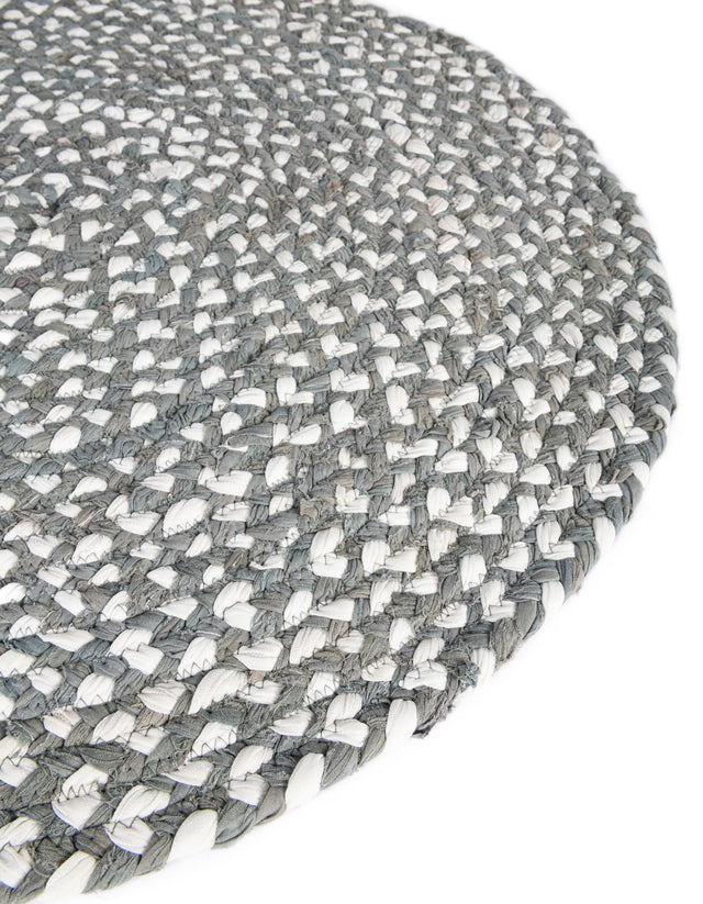 Gray 8' x 8' Braided Chindi Round Area Rug 100% Cotton Hand Braided Natural Eco-Friendly Boho Style Modern Carpet for Living Rooms Dining Office Dorm for Sale at Rug Engine