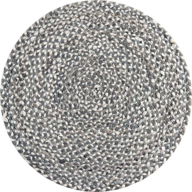 Gray 3' 3 x 3' 3 Braided Chindi Round Area Rug 100% Cotton Hand Braided Natural Eco-Friendly Boho Style Modern Carpet for Living Rooms Dining Office Dorm for Sale at Rug Engine