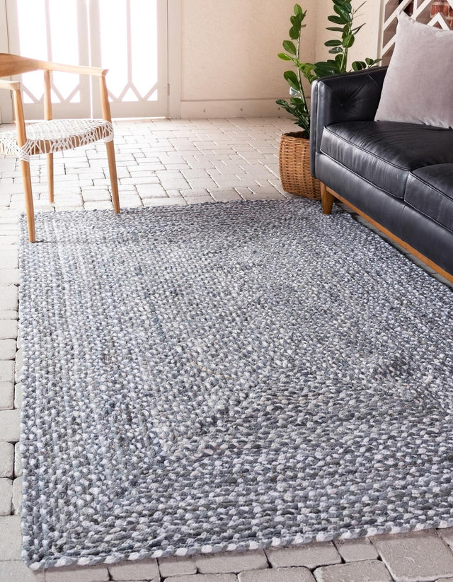 Gray 9' x 12' Braided Chindi Rectangle Area Rug 100% Cotton Hand Braided Natural Eco-Friendly Boho Style Modern Carpet for Living Rooms Dining Office Dorm for Sale at Rug Engine