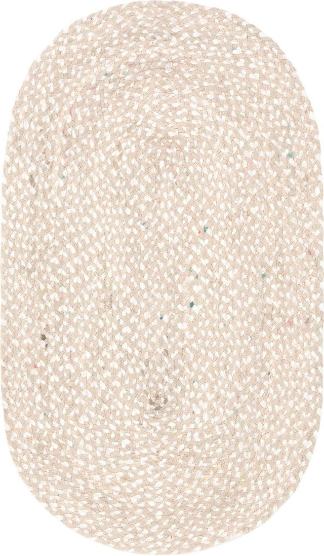 Ivory 3' 3 x 5' 1 Braided Chindi Oval Area Rug 100% Cotton Hand Braided Natural Eco-Friendly Boho Style Modern Carpet for Living Rooms Dining Office Dorm for Sale at Rug Engine