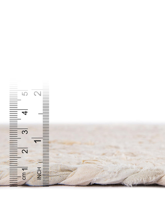Ivory 8' x 8' Braided Chindi Round Area Rug 100% Cotton Hand Braided Natural Eco-Friendly Boho Style Modern Carpet for Living Rooms Dining Office Dorm for Sale at Rug Engine