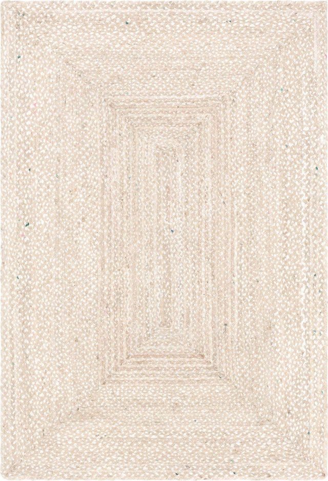 Ivory 6' 1 x 9' Braided Chindi Rectangle Area Rug 100% Cotton Hand Braided Natural Eco-Friendly Boho Style Modern Carpet for Living Rooms Dining Office Dorm for Sale at Rug Engine