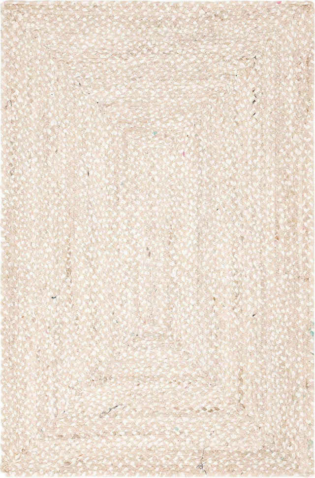 Ivory 4' 1 x 6' 1 Braided Chindi Rectangle Area Rug 100% Cotton Hand Braided Natural Eco-Friendly Boho Style Modern Carpet for Living Rooms Dining Office Dorm for Sale at Rug Engine