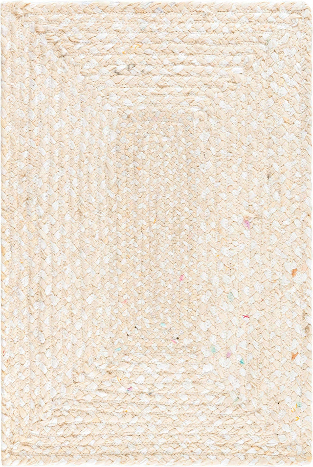Ivory 2' x 3' 1 Braided Chindi Rectangle Area Rug 100% Cotton Hand Braided Natural Eco-Friendly Boho Style Modern Carpet for Living Rooms Dining Office Dorm for Sale at Rug Engine