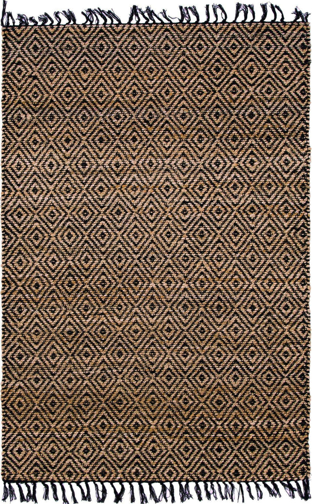 Black 4' 1 x 6' 1 Braided Jute Rectangle Area Rug 100% Jute Hand Braided Natural Eco-Friendly Boho Style Carpet for Living Rooms Dining Office Space Dorms for Sale at Rug Engine