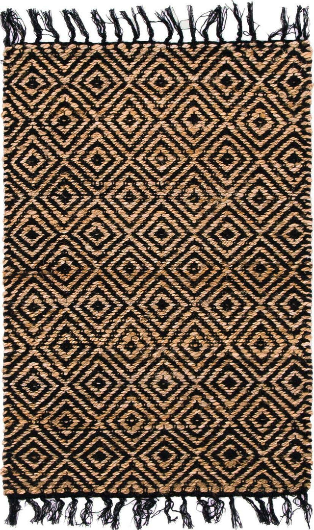 Black 2' x 3' 1 Braided Jute Rectangle Area Rug 100% Jute Hand Braided Natural Eco-Friendly Boho Style Carpet for Living Rooms Dining Office Space Dorms for Sale at Rug Engine