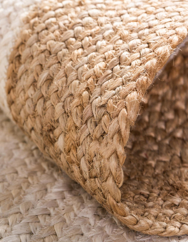 White 8' x 8' Braided Jute Round Area Rug 100% Jute Hand Braided Natural Eco-Friendly Boho Style Carpet for Living Rooms Dining Office Space Dorms for Sale at Rug Engine