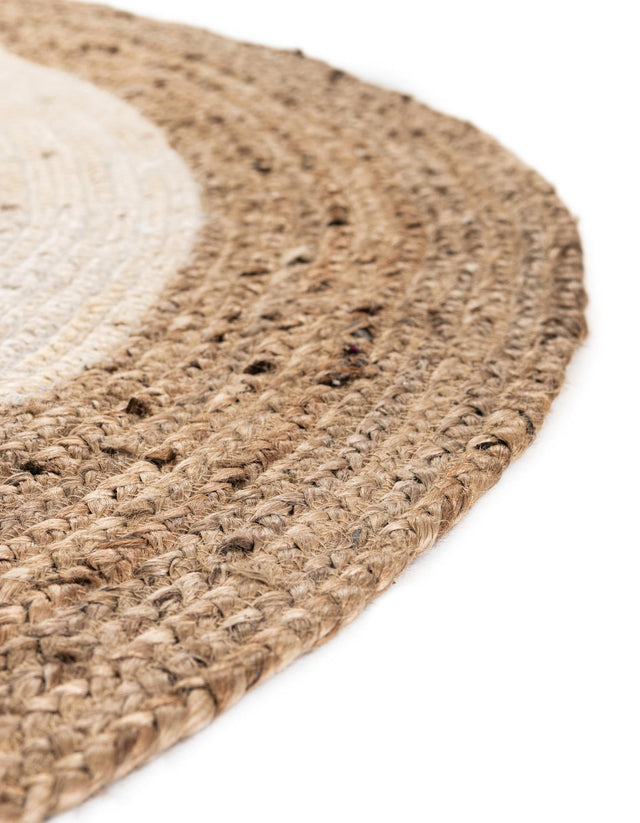 White 8' x 8' Braided Jute Round Area Rug 100% Jute Hand Braided Natural Eco-Friendly Boho Style Carpet for Living Rooms Dining Office Space Dorms for Sale at Rug Engine