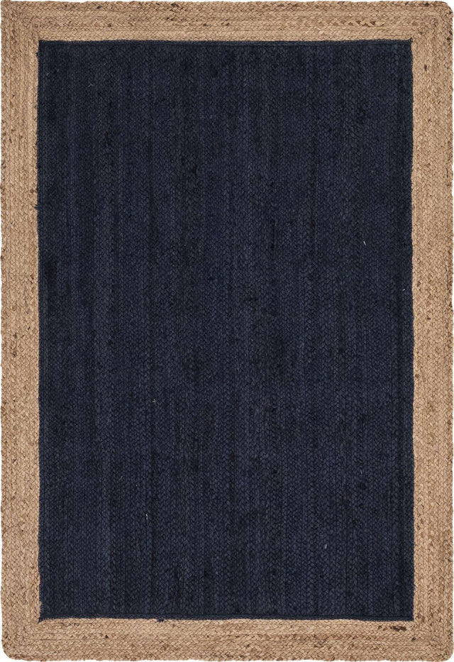 Navy Blue 4' 1 x 6' 1 Braided Jute Rectangle Area Rug 100% Jute Hand Braided Natural Eco-Friendly Boho Style Carpet for Living Rooms Dining Office Space Dorms for Sale at Rug Engine