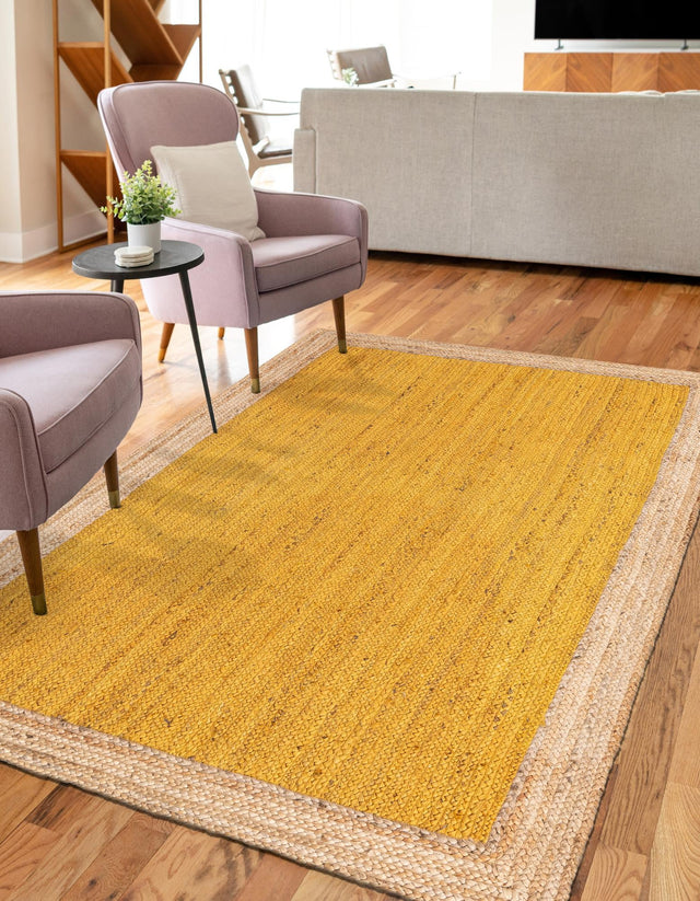 Yellow 2' x 3' 1 Braided Jute Rectangle Area Rug 100% Jute Hand Braided Natural Eco-Friendly Boho Style Carpet for Living Rooms Dining Office Space Dorms for Sale at Rug Engine