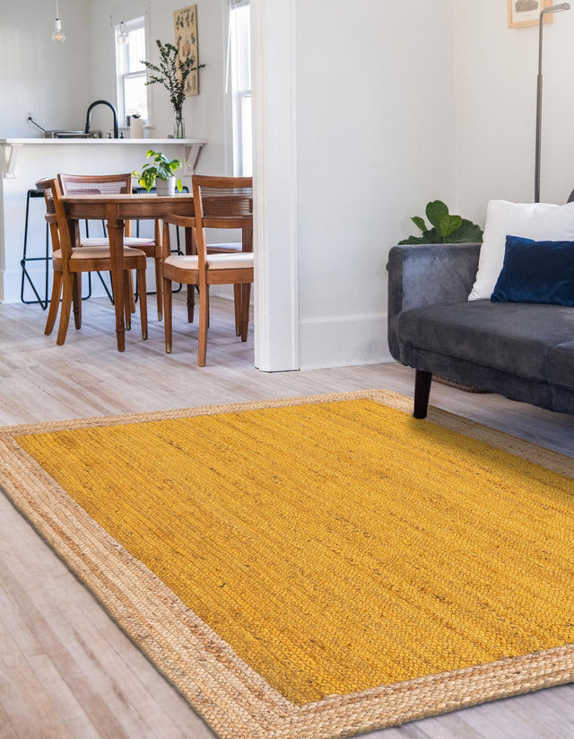 Yellow 8' x 10' Braided Jute Rectangle Area Rug 100% Jute Hand Braided Natural Eco-Friendly Boho Style Carpet for Living Rooms Dining Office Space Dorms for Sale at Rug Engine