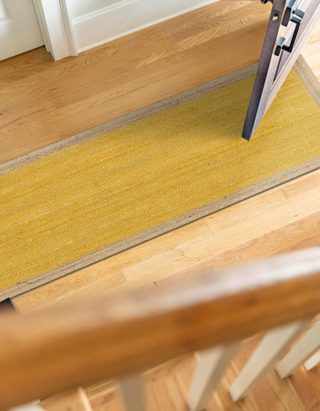 Yellow 2' 7 x 6' 1 Braided Jute Runner Area Rug 100% Jute Hand Braided Natural Eco-Friendly Boho Style Carpet for Living Rooms Dining Office Space Dorms for Sale at Rug Engine