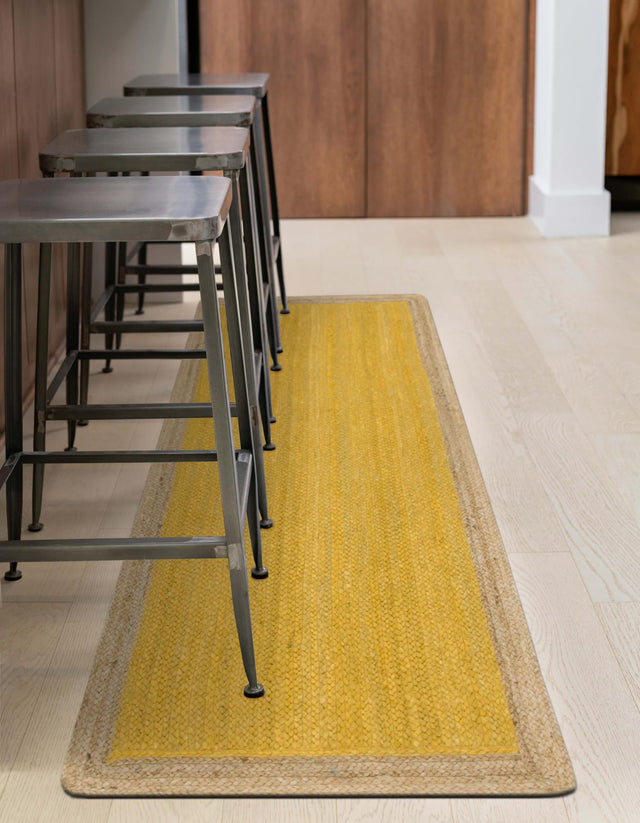 Yellow 2' 7 x 6' 1 Braided Jute Runner Area Rug 100% Jute Hand Braided Natural Eco-Friendly Boho Style Carpet for Living Rooms Dining Office Space Dorms for Sale at Rug Engine