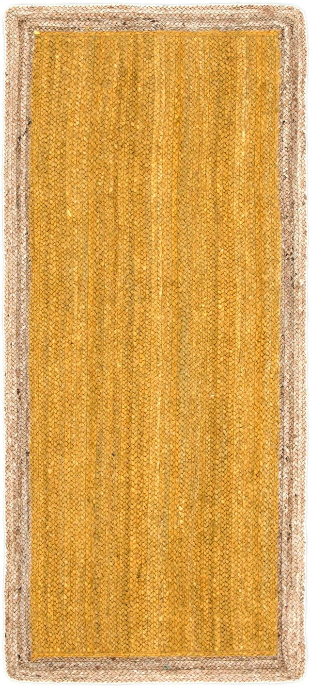 Yellow 2' 7 x 6' 1 Braided Jute Runner Area Rug 100% Jute Hand Braided Natural Eco-Friendly Boho Style Carpet for Living Rooms Dining Office Space Dorms for Sale at Rug Engine