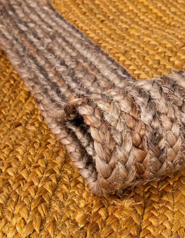 Yellow 8' x 8' Braided Jute Round Area Rug 100% Jute Hand Braided Natural Eco-Friendly Boho Style Carpet for Living Rooms Dining Office Space Dorms for Sale at Rug Engine