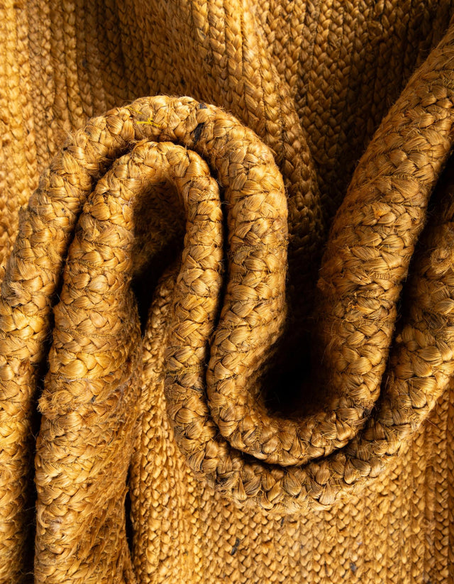 Yellow 3' 3 x 3' 3 Braided Jute Round Area Rug 100% Jute Hand Braided Natural Eco-Friendly Boho Style Carpet for Living Rooms Dining Office Space Dorms for Sale at Rug Engine