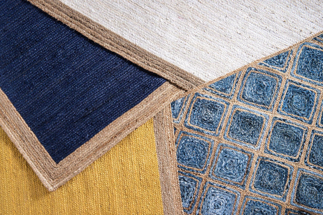 Yellow 3' 3 x 3' 3 Braided Jute Round Area Rug 100% Jute Hand Braided Natural Eco-Friendly Boho Style Carpet for Living Rooms Dining Office Space Dorms for Sale at Rug Engine