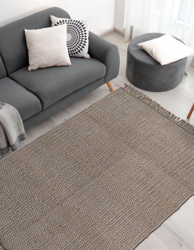 Gray 6' 1 x 9' Chunky Jute Rectangle Area Rug 100% All Natural Jute Sustainable Eco-Friendly Carpet Mat for Natural Interior Design Homes for Sale at Rug Engine