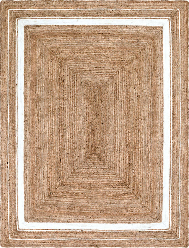 Natural and White 9' x 12' 2 Braided Jute Rectangle Area Rug 100% Jute Hand Braided Natural Eco-Friendly Boho Style Carpet for Living Rooms Dining Office Space Dorms for Sale at Rug Engine