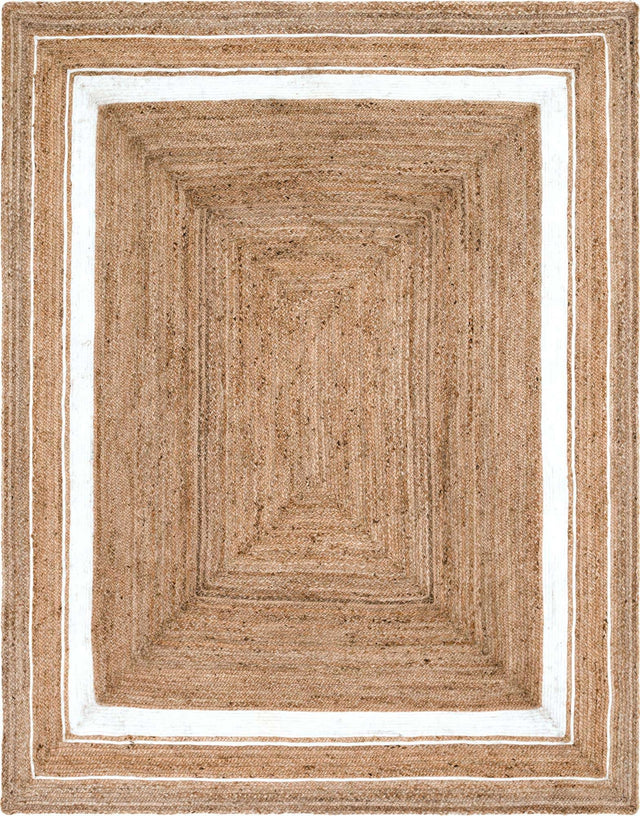 Natural and White 8' x 10' Braided Jute Rectangle Area Rug 100% Jute Hand Braided Natural Eco-Friendly Boho Style Carpet for Living Rooms Dining Office Space Dorms for Sale at Rug Engine