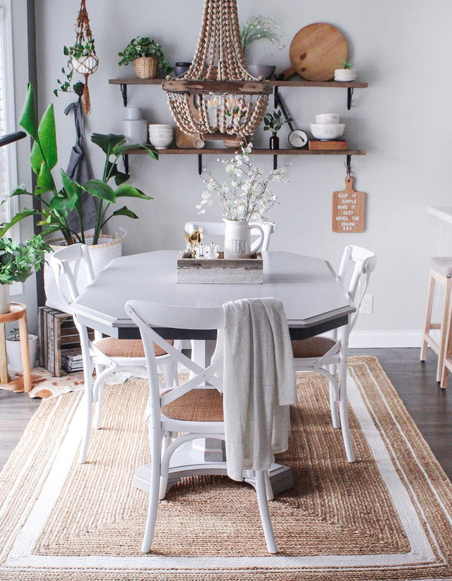 Natural and White 8' x 10' Braided Jute Rectangle Area Rug 100% Jute Hand Braided Natural Eco-Friendly Boho Style Carpet for Living Rooms Dining Office Space Dorms for Sale at Rug Engine