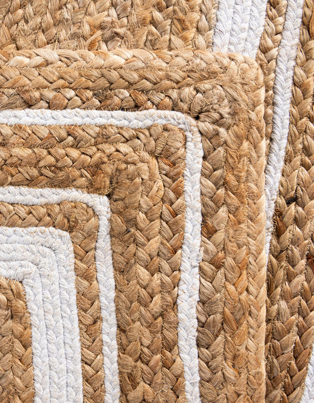 Natural and White 6' 1 x 9' Braided Jute Rectangle Area Rug 100% Jute Hand Braided Natural Eco-Friendly Boho Style Carpet for Living Rooms Dining Office Space Dorms for Sale at Rug Engine