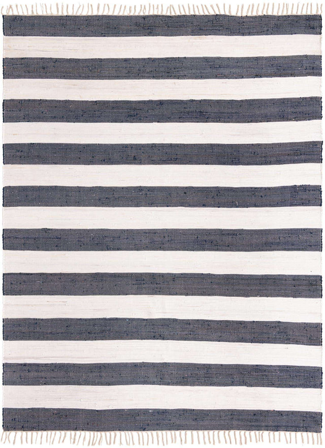 Navy Blue 9' x 12' 2 Chindi Rag Rectangle Area Rug 100% Cotton All Natural Eco-Friendly Carpet Mat Decor for Homes for Sale at Rug Engine