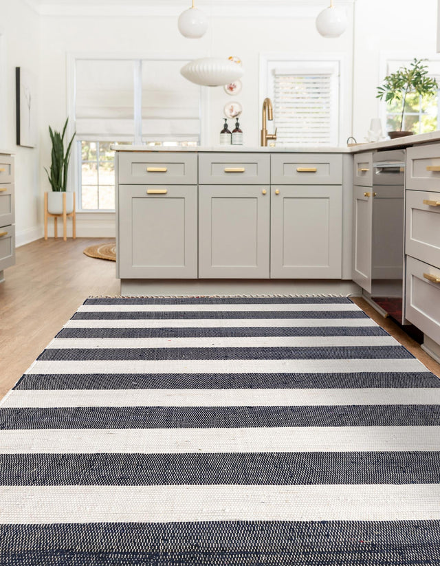 Navy Blue 10' x 13' 1 Chindi Rag Rectangle Area Rug 100% Cotton All Natural Eco-Friendly Carpet Mat Decor for Homes for Sale at Rug Engine