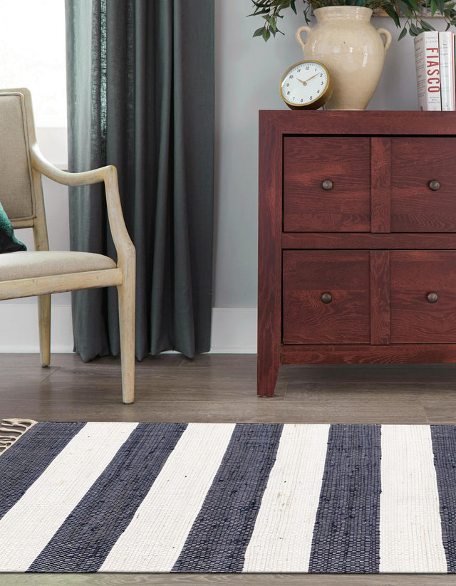 Navy Blue 2' 6 x 16' 5 Chindi Rag Runner Area Rug 100% Cotton All Natural Eco-Friendly Carpet Mat Decor for Homes for Sale at Rug Engine