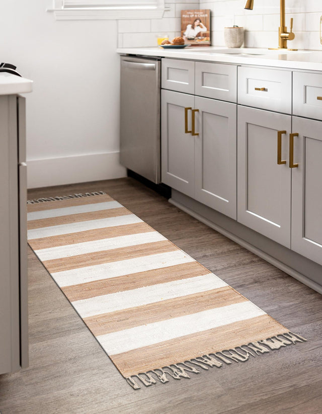 Beige 2' 2 x 8' Chindi Rag Runner Area Rug 100% Cotton All Natural Eco-Friendly Carpet Mat Decor for Homes for Sale at Rug Engine