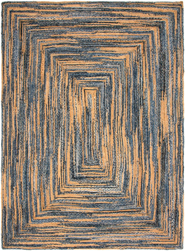 Blue and Natural 9' x 12' Braided Chindi Rectangle Area Rug 100% Cotton Hand Braided Natural Eco-Friendly Boho Style Modern Carpet for Living Rooms Dining Office Dorm for Sale at Rug Engine