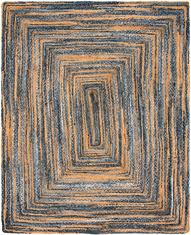 Blue and Natural 8' x 10' Braided Chindi Rectangle Area Rug 100% Cotton Hand Braided Natural Eco-Friendly Boho Style Modern Carpet for Living Rooms Dining Office Dorm for Sale at Rug Engine