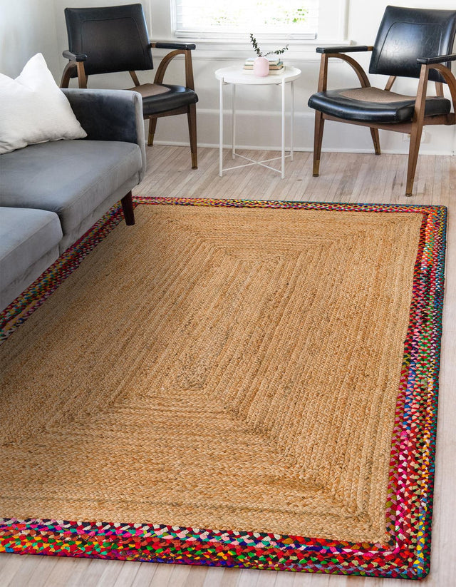 Natural 8' x 10' Braided Jute Rectangle Area Rug 100% Jute Hand Braided Natural Eco-Friendly Boho Style Carpet for Living Rooms Dining Office Space Dorms for Sale at Rug Engine