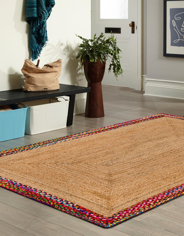 Natural 4' 1 x 6' 1 Braided Jute Rectangle Area Rug 100% Jute Hand Braided Natural Eco-Friendly Boho Style Carpet for Living Rooms Dining Office Space Dorms for Sale at Rug Engine