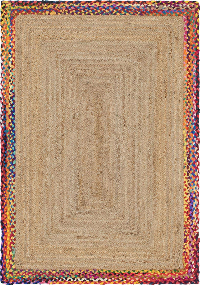 Natural 4' 1 x 6' 1 Braided Jute Rectangle Area Rug 100% Jute Hand Braided Natural Eco-Friendly Boho Style Carpet for Living Rooms Dining Office Space Dorms for Sale at Rug Engine